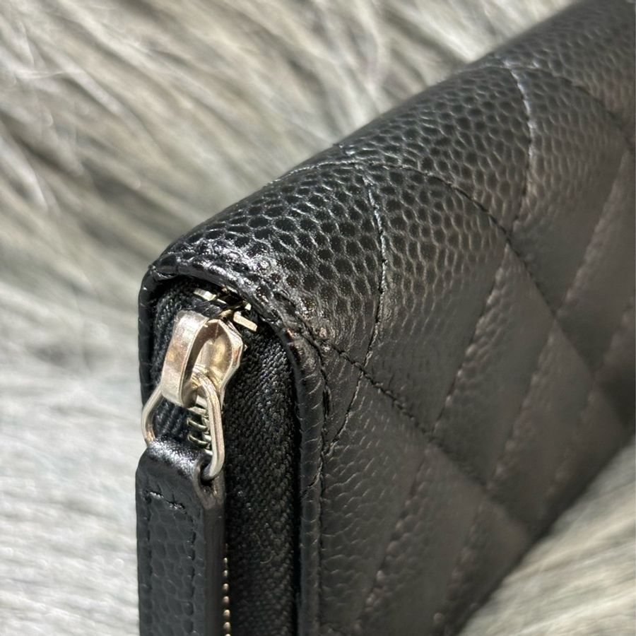 CHANEL A69271 COCO 雙C 黑色荔枝皮 銀釦 拉鍊 ㄇ字 短夾 零錢包 卡片夾 名片夾 信用卡包-6