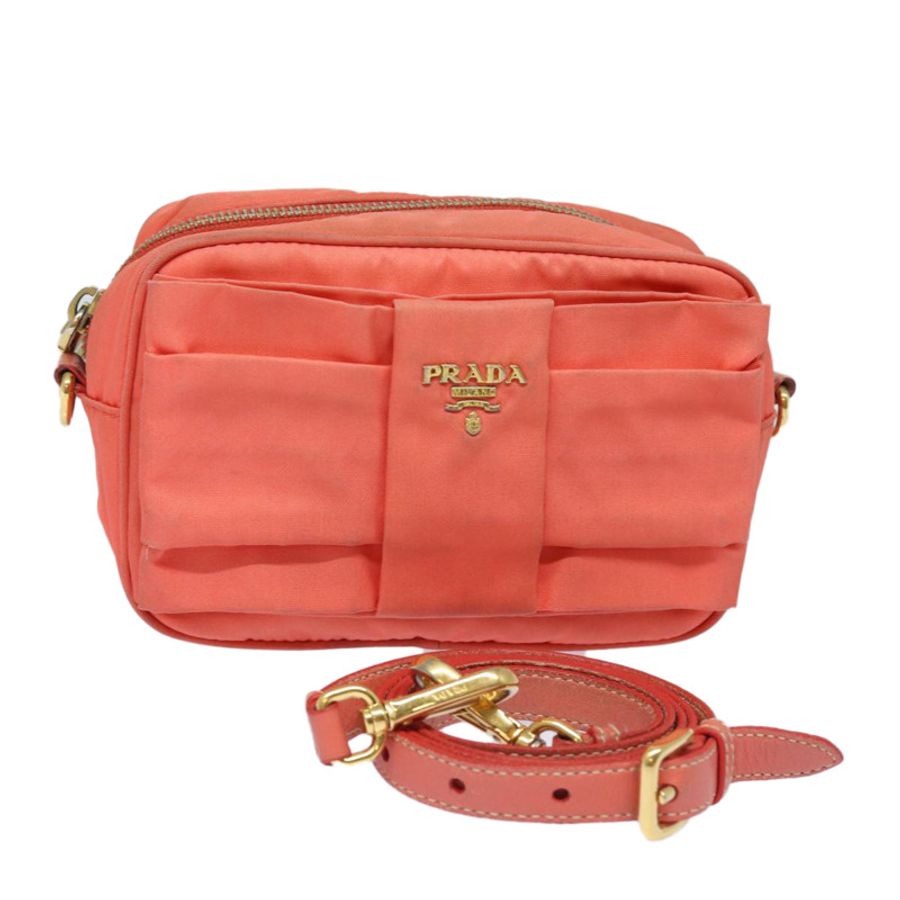 【日本直送】PRADA Ribbon 肩背包 尼龍 橘色 正品 80629-0