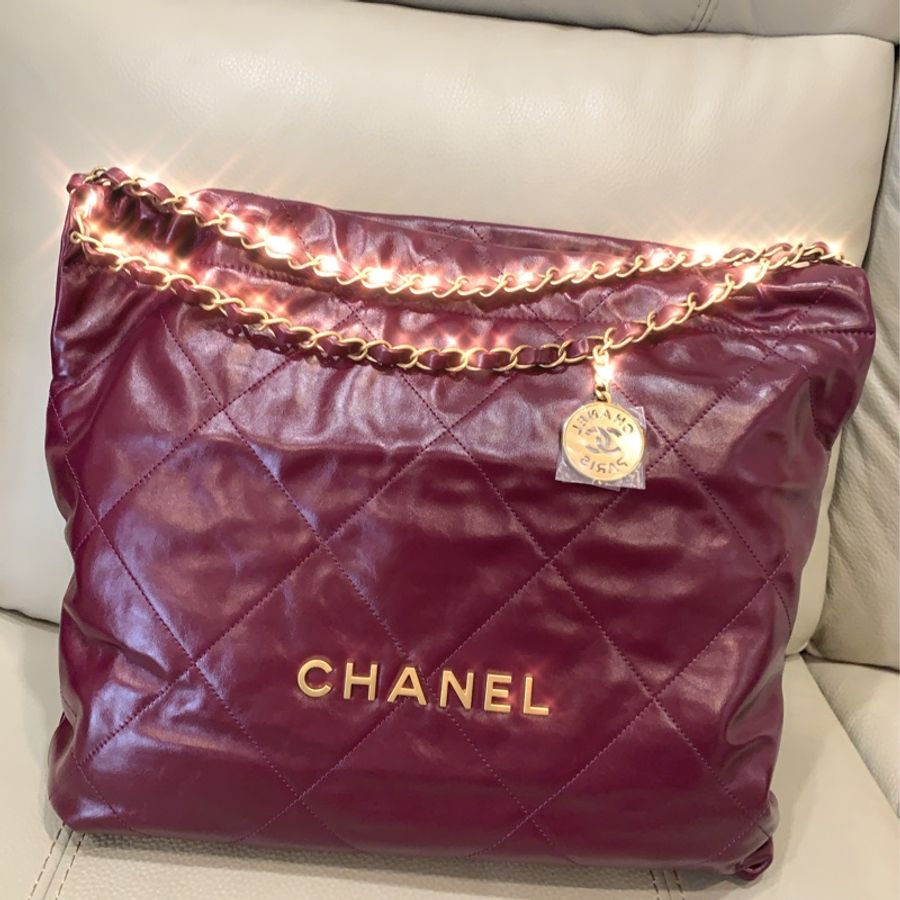 近全新!CHANEL22bag 中號 酒紅天菜♥️百搭實用顯白款-2