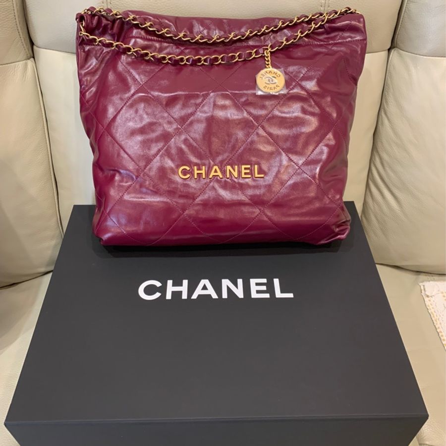 近全新!CHANEL22bag 中號 酒紅天菜♥️百搭實用顯白款-5