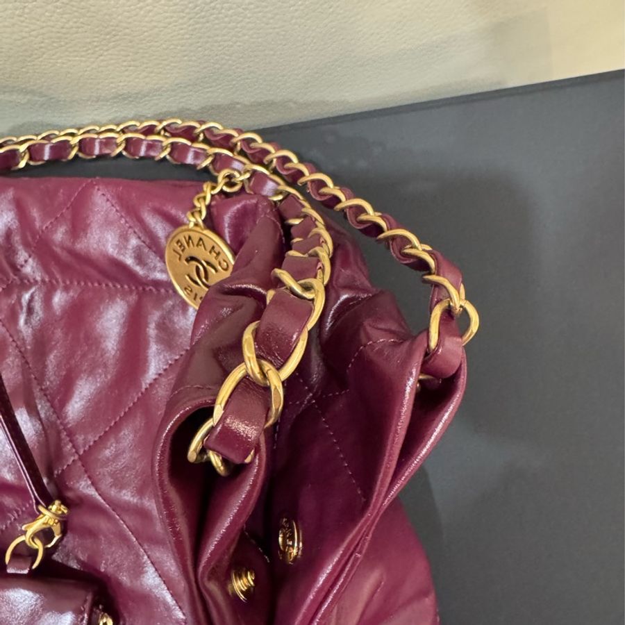 近全新!CHANEL22bag 中號 酒紅天菜♥️百搭實用顯白款-13