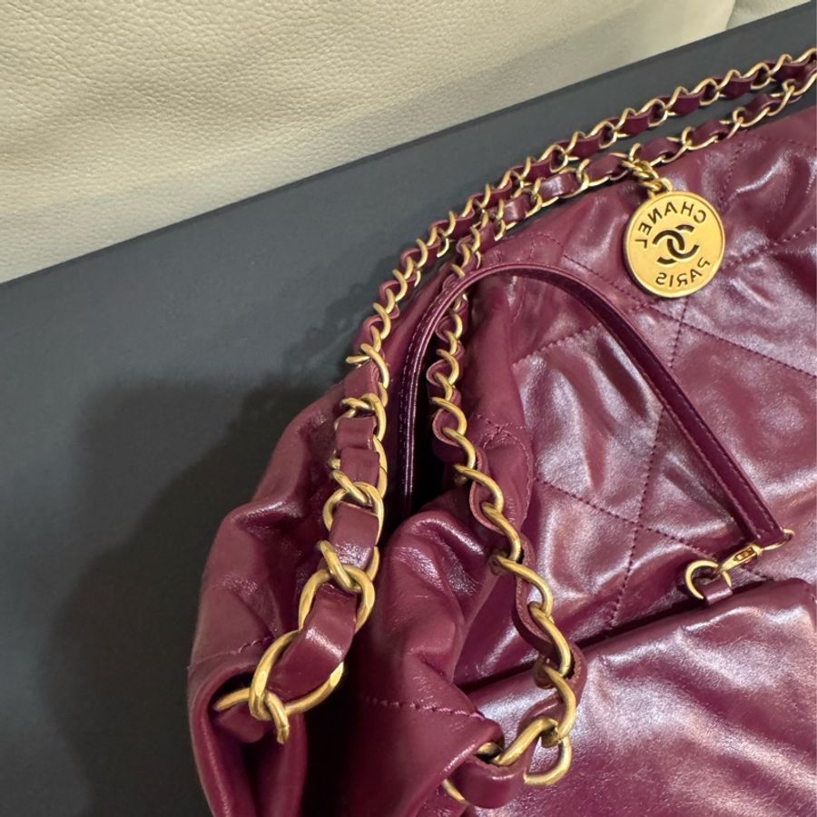 近全新!CHANEL22bag 中號 酒紅天菜♥️百搭實用顯白款-14