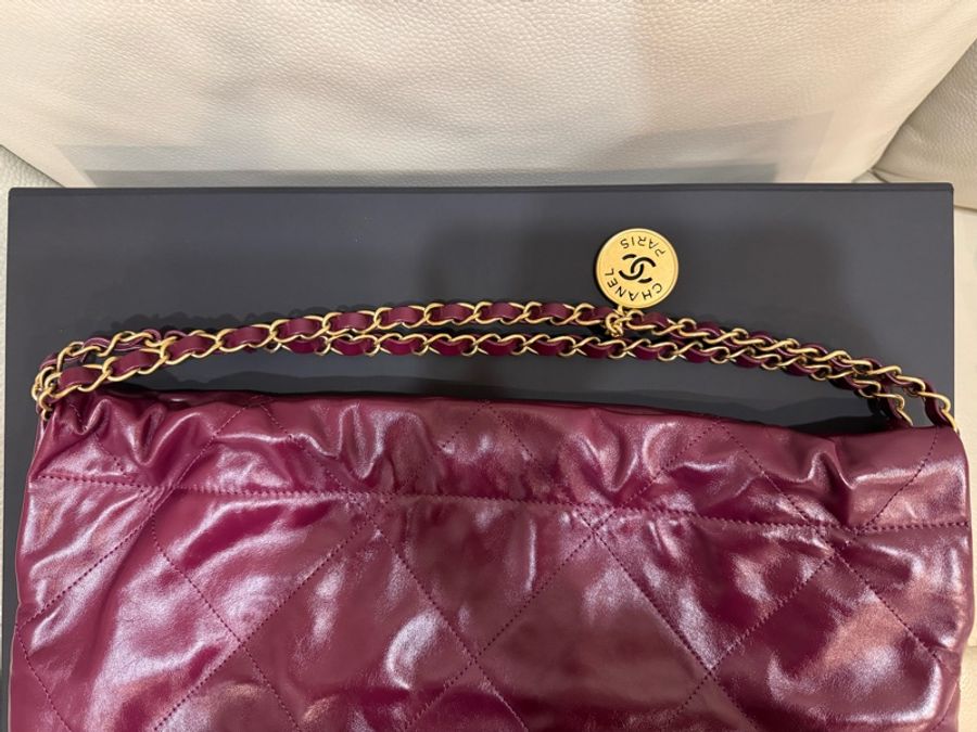 近全新!CHANEL22bag 中號 酒紅天菜♥️百搭實用顯白款-15