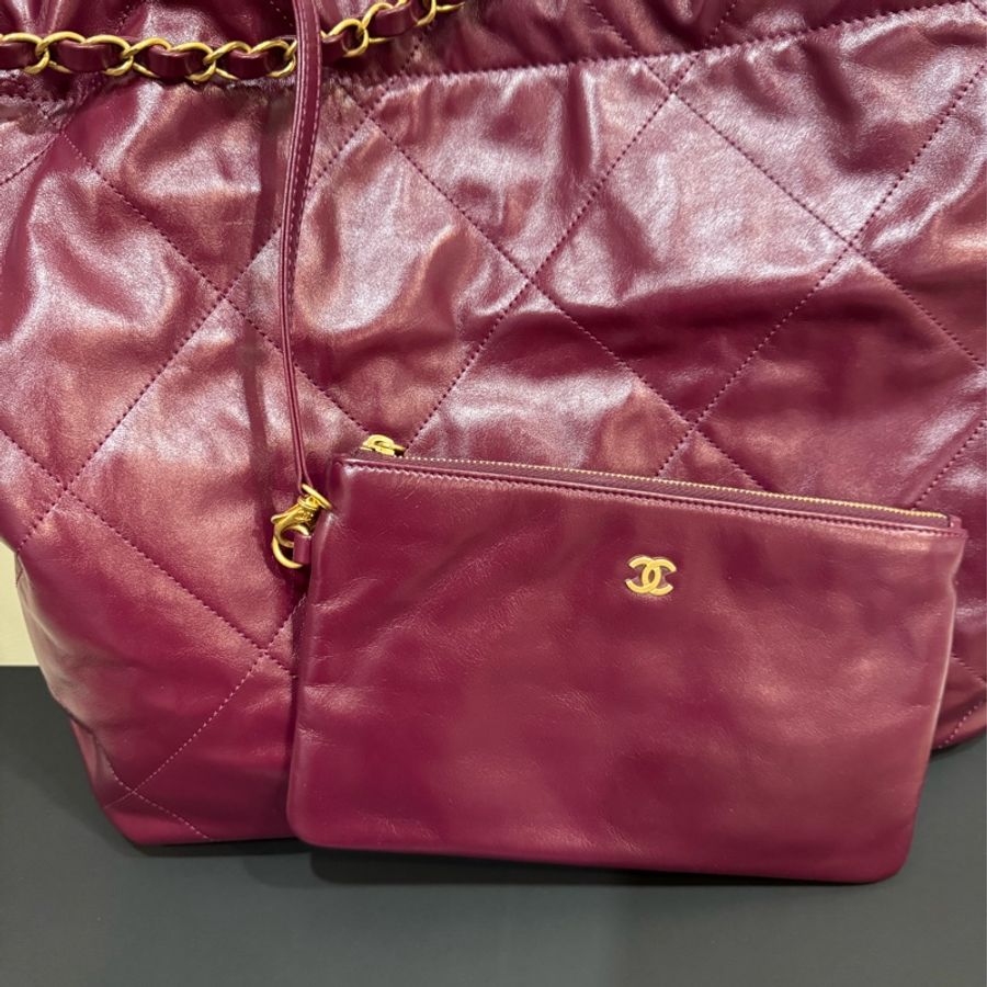 近全新!CHANEL22bag 中號 酒紅天菜♥️百搭實用顯白款-16