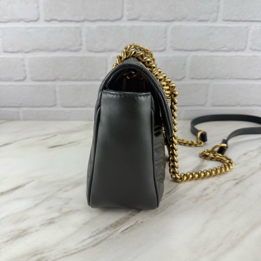 Gucci 古馳 GG Marmont 經典馬蒙 雙G 黑金 斜背包 單肩/側背-14