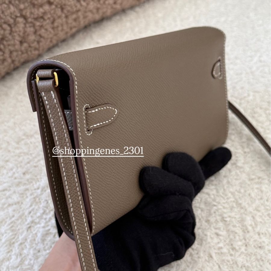 愛馬仕 Hermes 全新品 Kelly to go woc 大象灰金釦 最新K刻-5