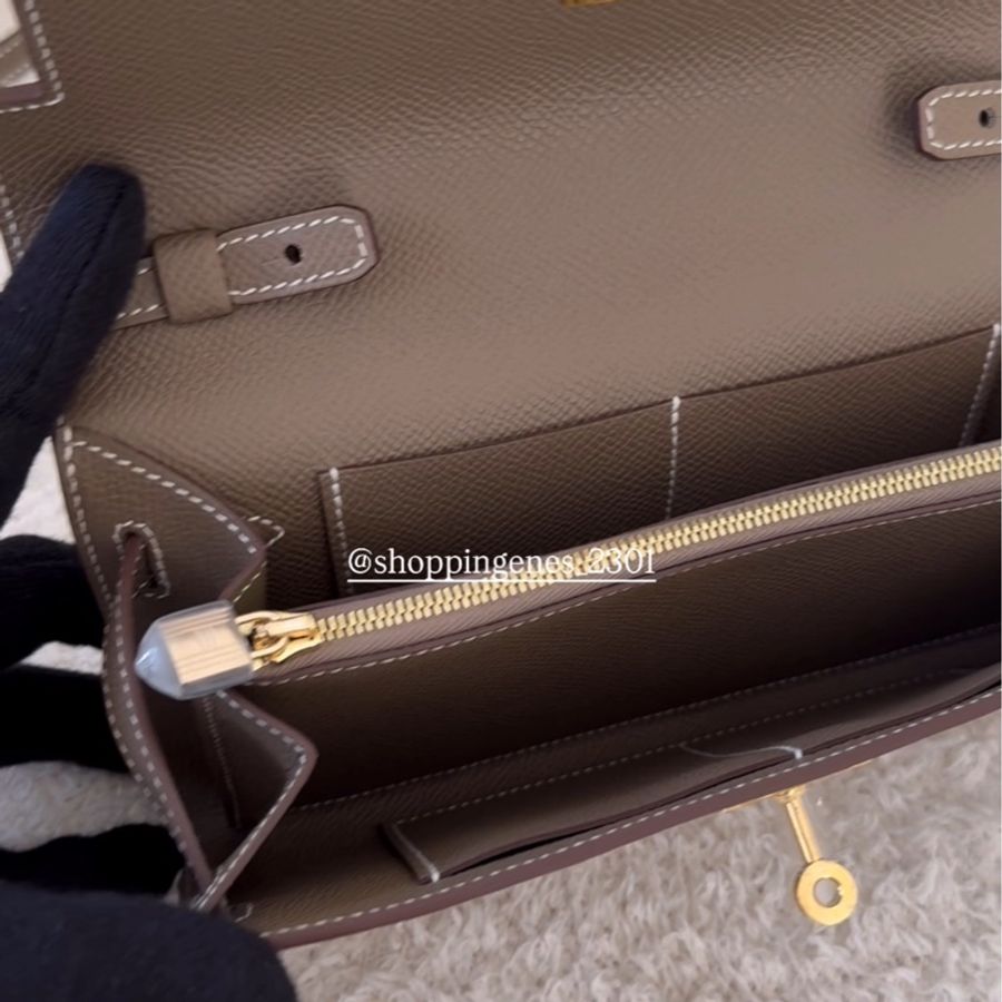 愛馬仕 Hermes 全新品 Kelly to go woc 大象灰金釦 最新K刻-8