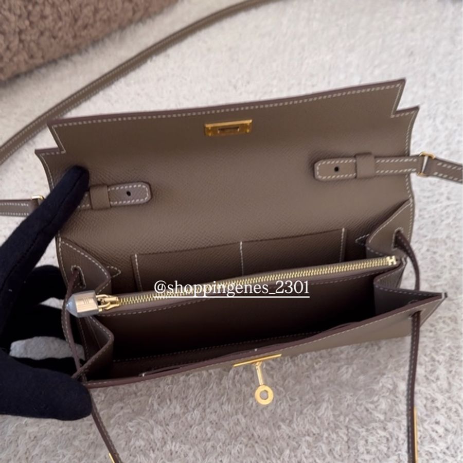 愛馬仕 Hermes 全新品 Kelly to go woc 大象灰金釦 最新K刻-9