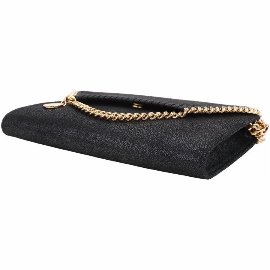 Stella McCartney Falabella 金鍊飾邊手拿/肩背腋下包(黑色)-4