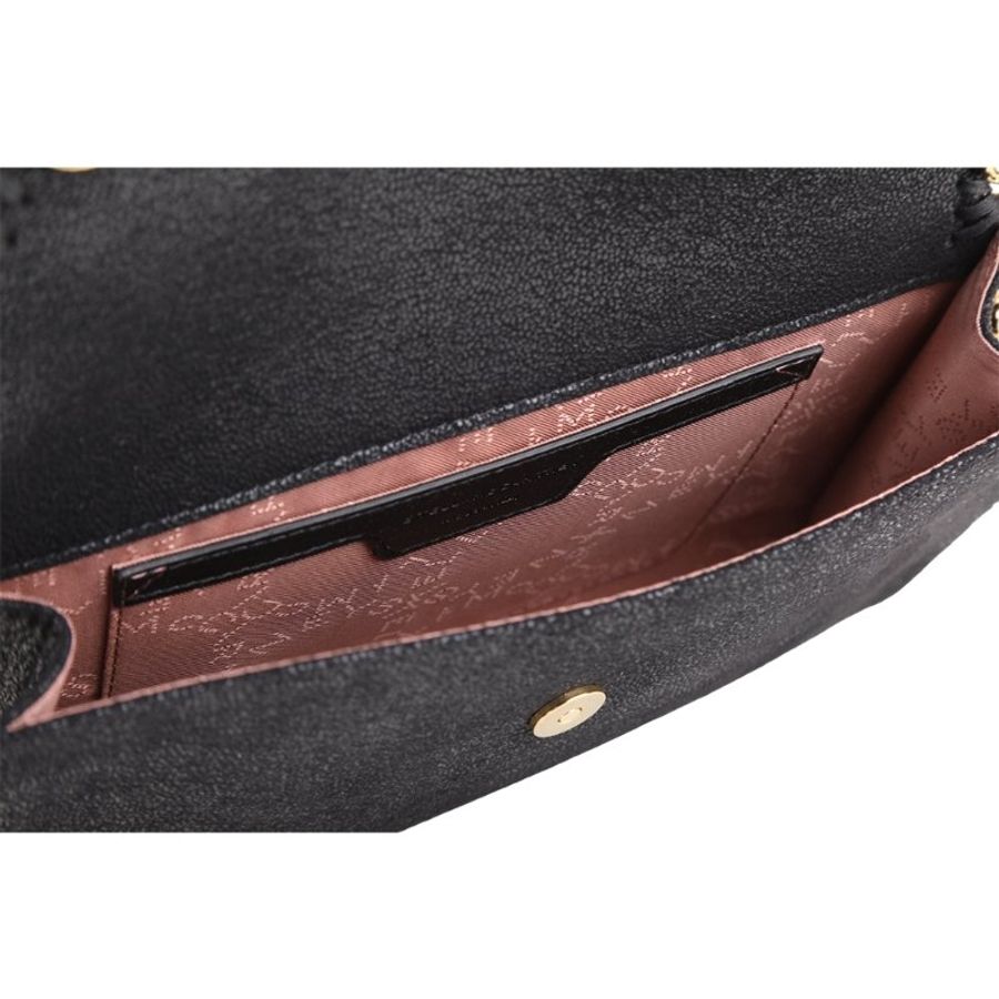 Stella McCartney Falabella 金鍊飾邊手拿/肩背腋下包(黑色)-5