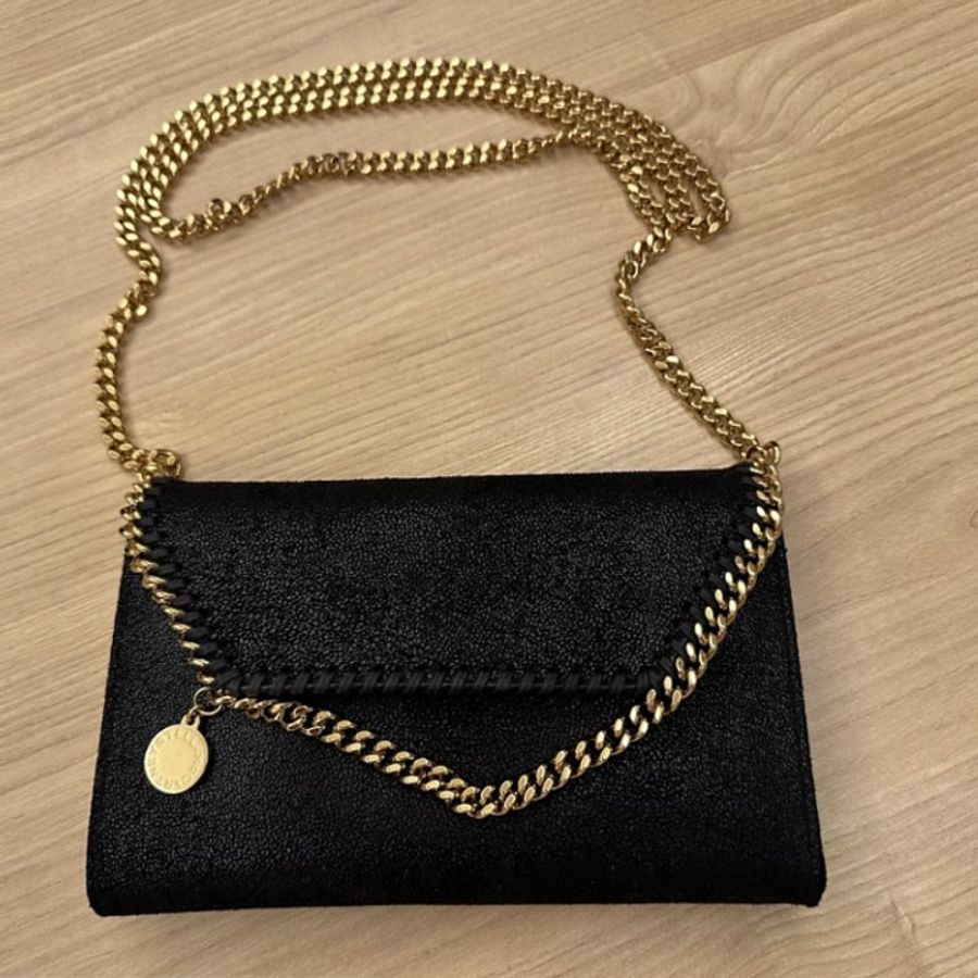 Stella McCartney Falabella 金鍊飾邊手拿/肩背腋下包(黑色)-6