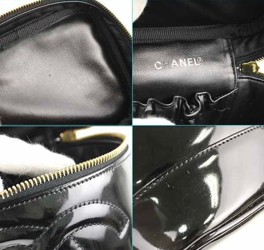 CHANEL Vanity Case 黑漆皮可手提|附贈全配亮橘化妝盒組・收藏價值高・日本正品-10