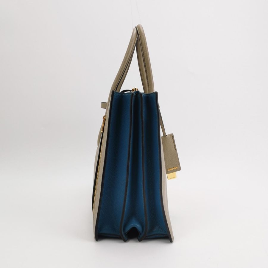 ✨ 奢華質感・時尚優雅 | Miu Miu Madras 羊皮拼色Logo斜挎包 ✨-3