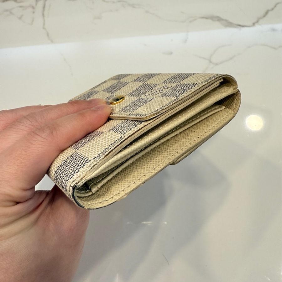 Louis Vuitton LV 白色 短夾 damier azur-14