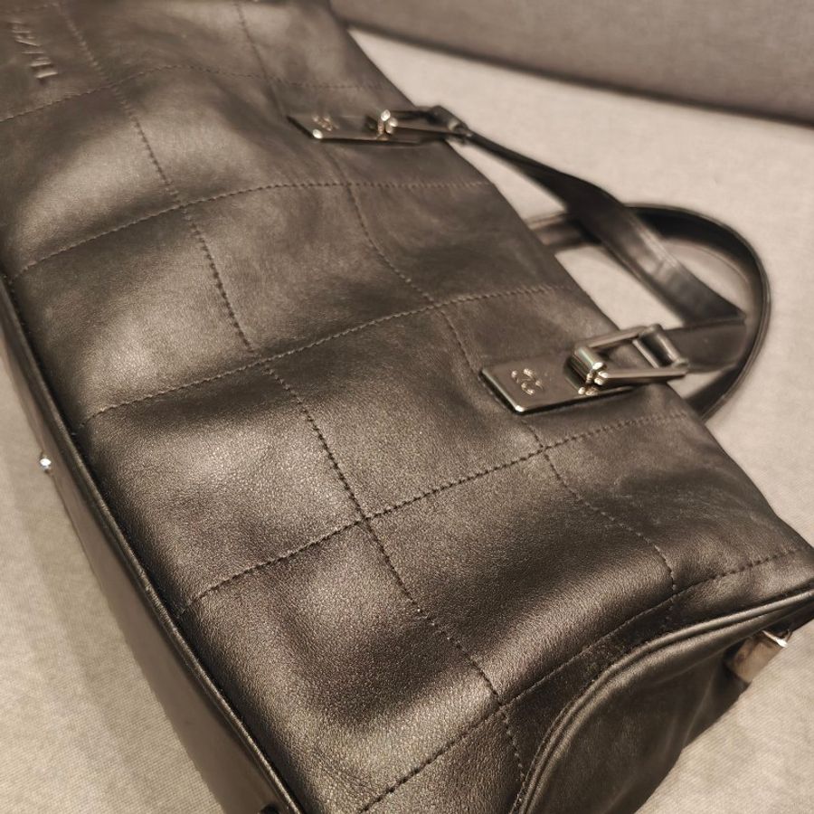 特價出清日本帶回中古vintage 香奈兒牛皮保齡球包-3