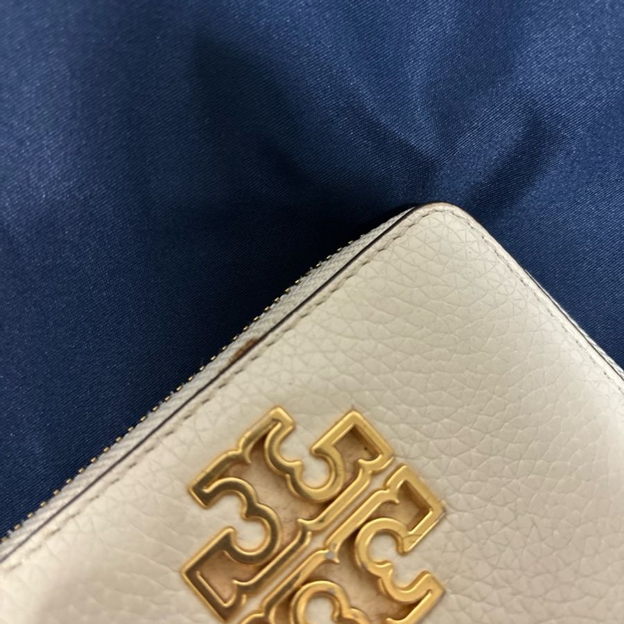 Toryburch 白金拉鍊短夾折疊短夾-5