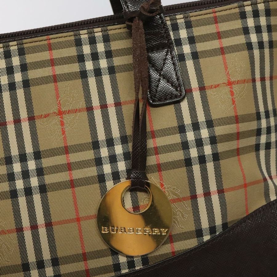 【日本直送】BURBERRY Nova 格紋手提包 帆布 米色 棕色 金色 正品 BD238-9