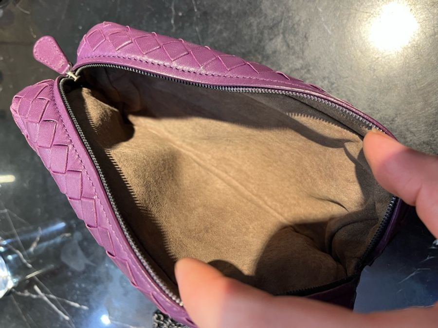 Bottega VenEta 小羊皮編織迷你鏈帶包-4