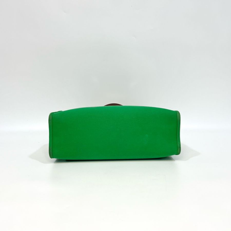 愛馬仕 Hermes Herbag 31 竹子綠帆布拼自然色牛皮手提包|Kelly風格經典款-8