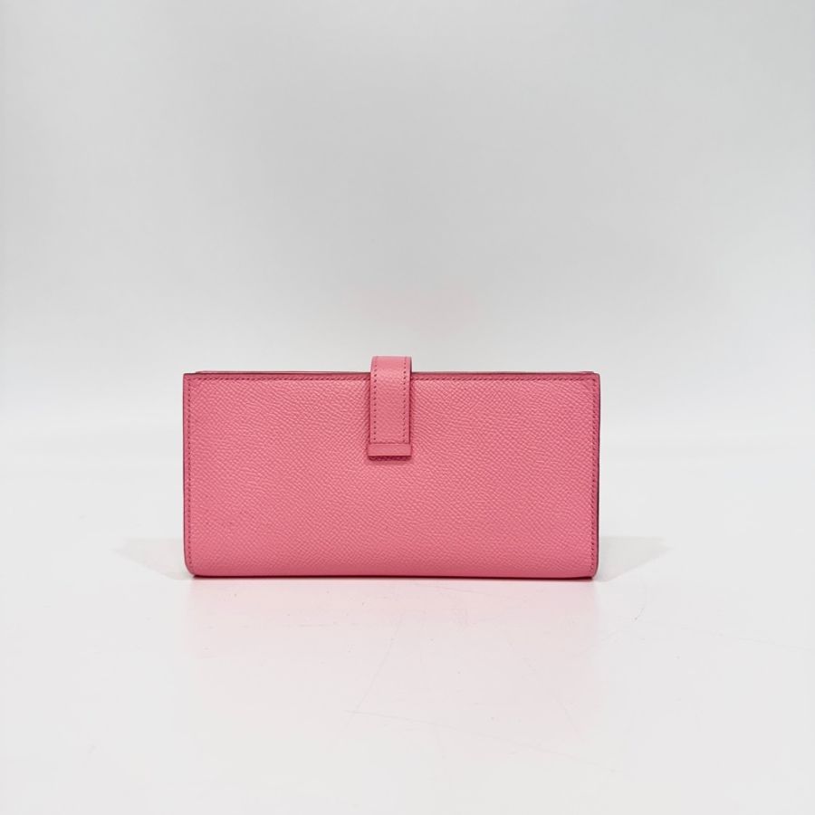 Hermes 1Q粉色銀釦Epsom Bearn長夾-5