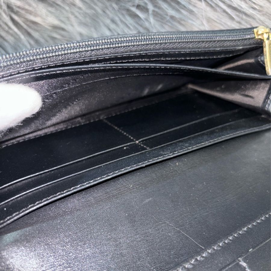 Burberry LOGO 金牌 黑色 雕花 荔枝皮 拉鍊 零錢 皮夾 長夾 發財 錢包-16