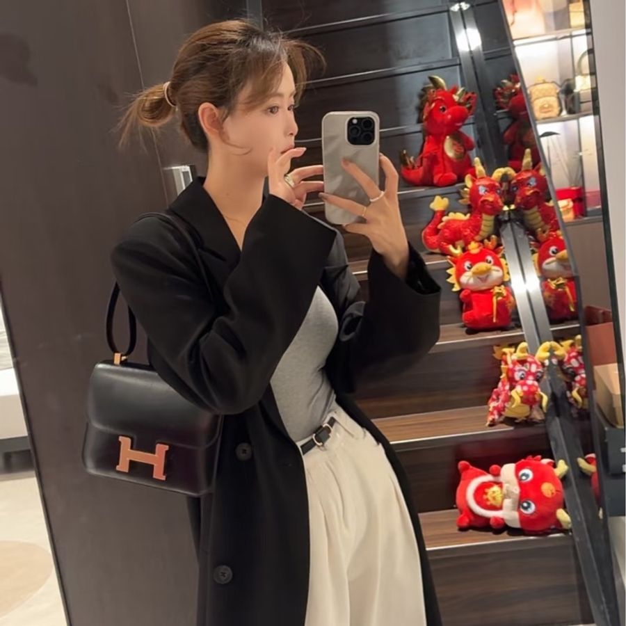 已售出)#Hermes #Constance #Constance24 🈶購證 五金帶膜#肩背包 #斜背包 黑金Box皮-7