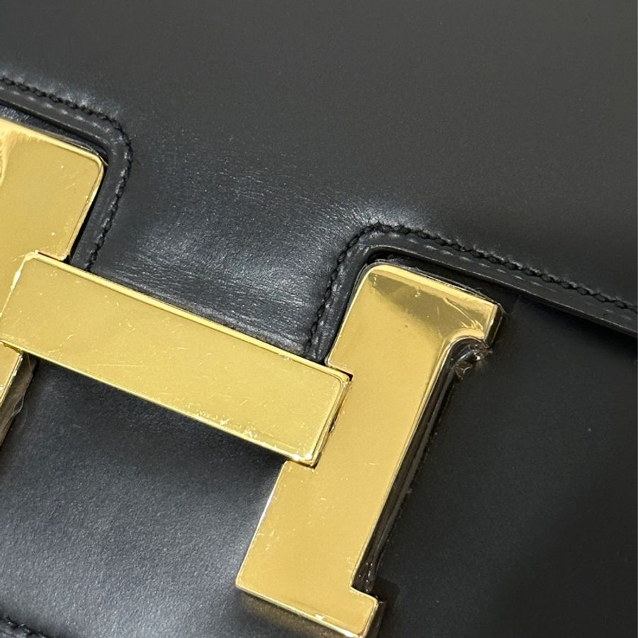已售出)#Hermes #Constance #Constance24 🈶購證 五金帶膜#肩背包 #斜背包 黑金Box皮-16