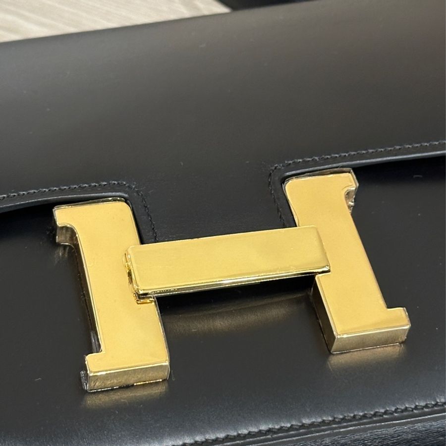 已售出)#Hermes #Constance #Constance24 🈶購證 五金帶膜#肩背包 #斜背包 黑金Box皮-17