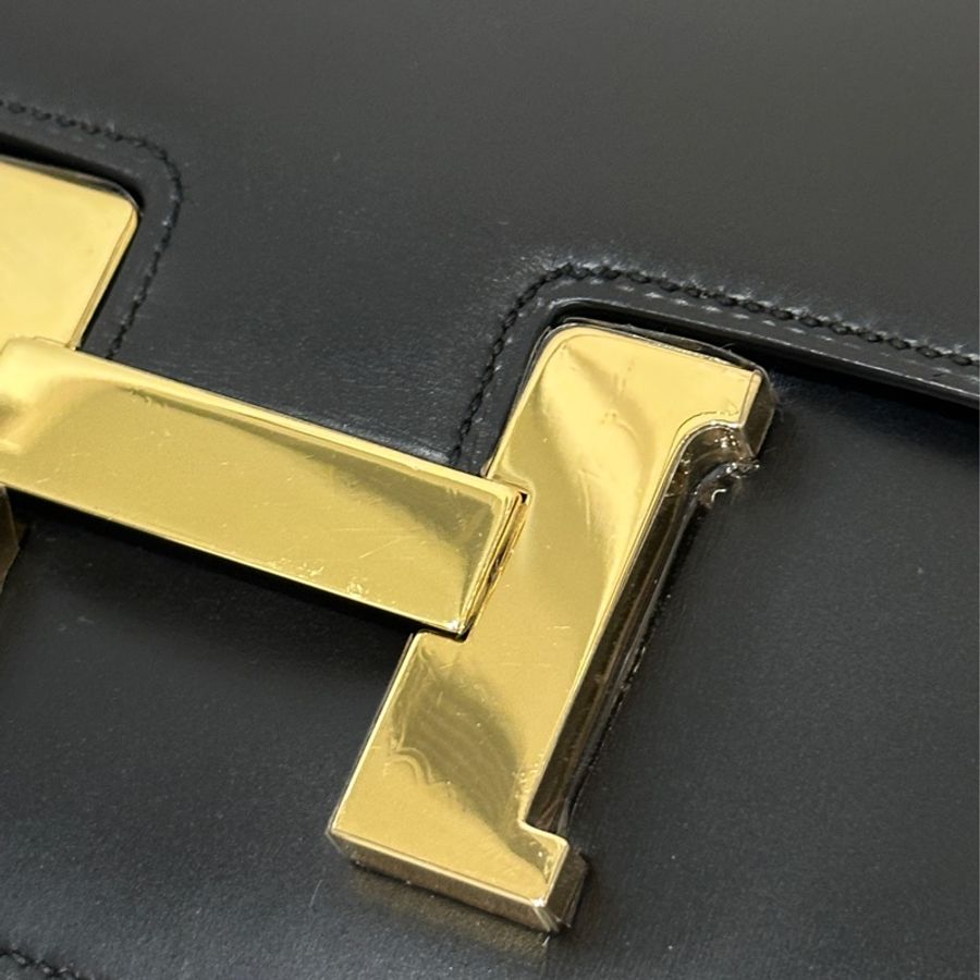 已售出)#Hermes #Constance #Constance24 🈶購證 五金帶膜#肩背包 #斜背包 黑金Box皮-18