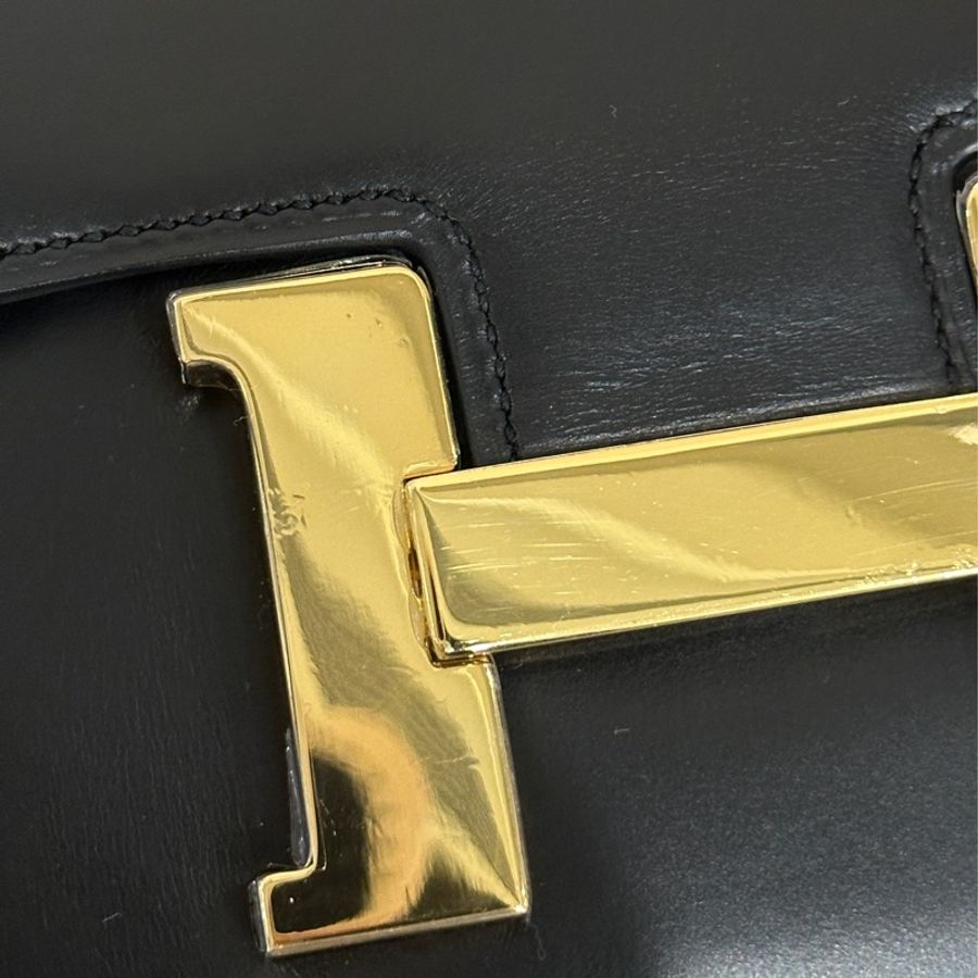 已售出)#Hermes #Constance #Constance24 🈶購證 五金帶膜#肩背包 #斜背包 黑金Box皮-19