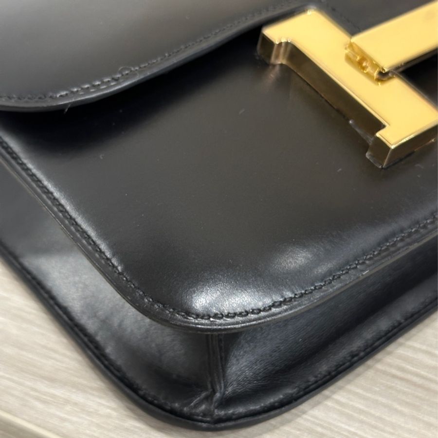 已售出)#Hermes #Constance #Constance24 🈶購證 五金帶膜#肩背包 #斜背包 黑金Box皮-20