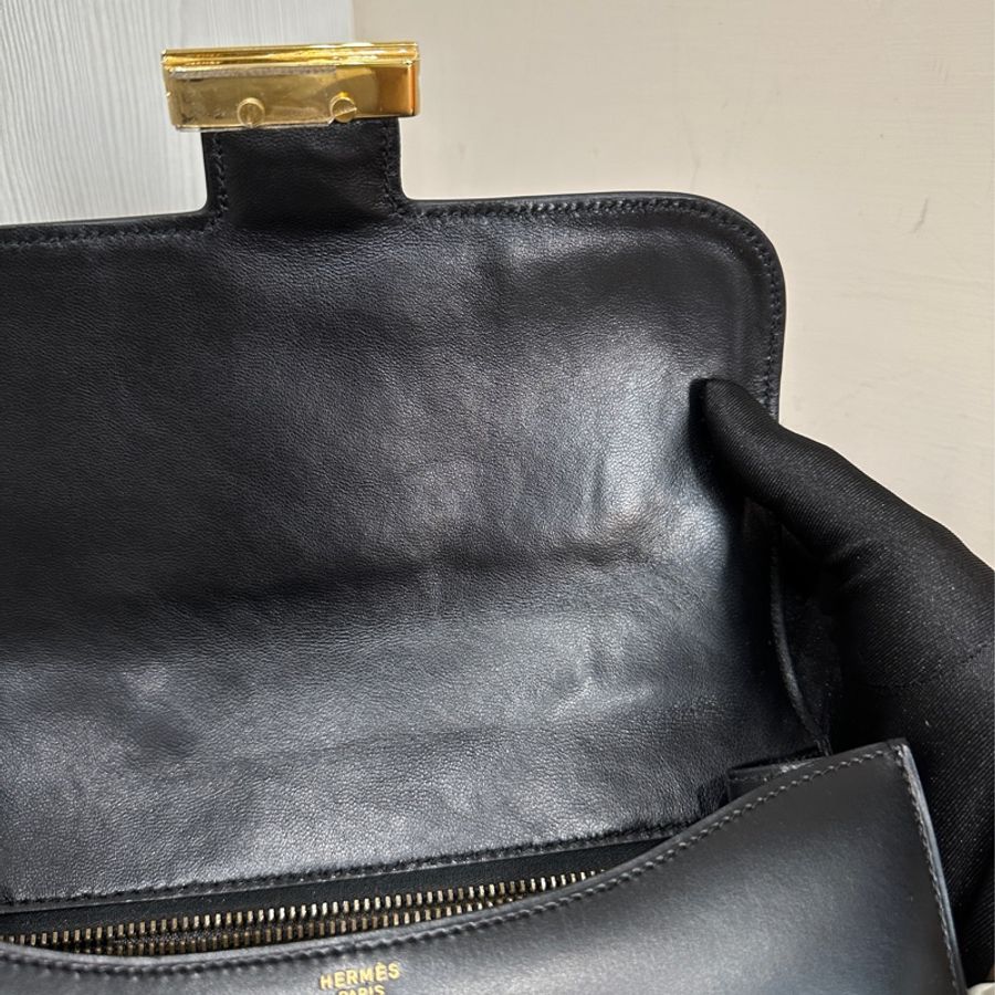 已售出)#Hermes #Constance #Constance24 🈶購證 五金帶膜#肩背包 #斜背包 黑金Box皮-34