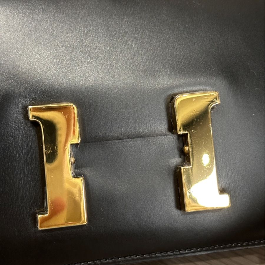 已售出)#Hermes #Constance #Constance24 🈶購證 五金帶膜#肩背包 #斜背包 黑金Box皮-39