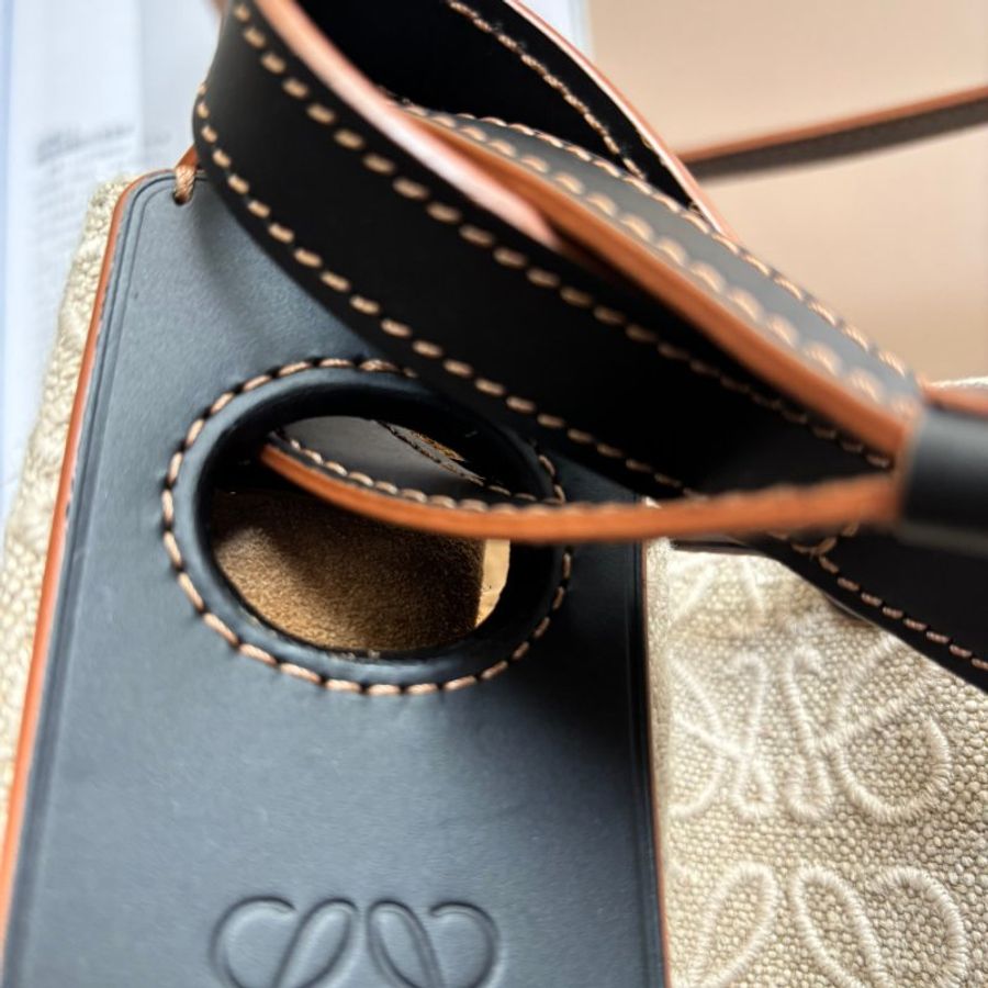 ::LOEWE:: BALLOON壓印LOGO 緹花拼接皮革氣球包 肩背包 水桶包-10