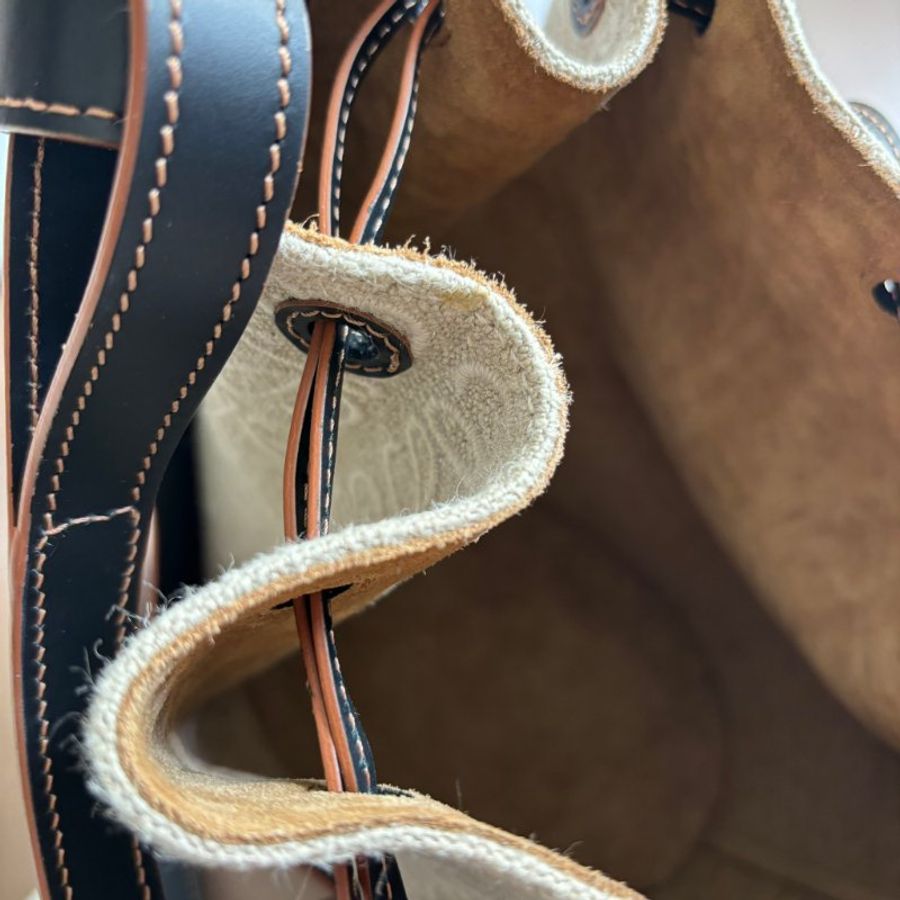 ::LOEWE:: BALLOON壓印LOGO 緹花拼接皮革氣球包 肩背包 水桶包-38