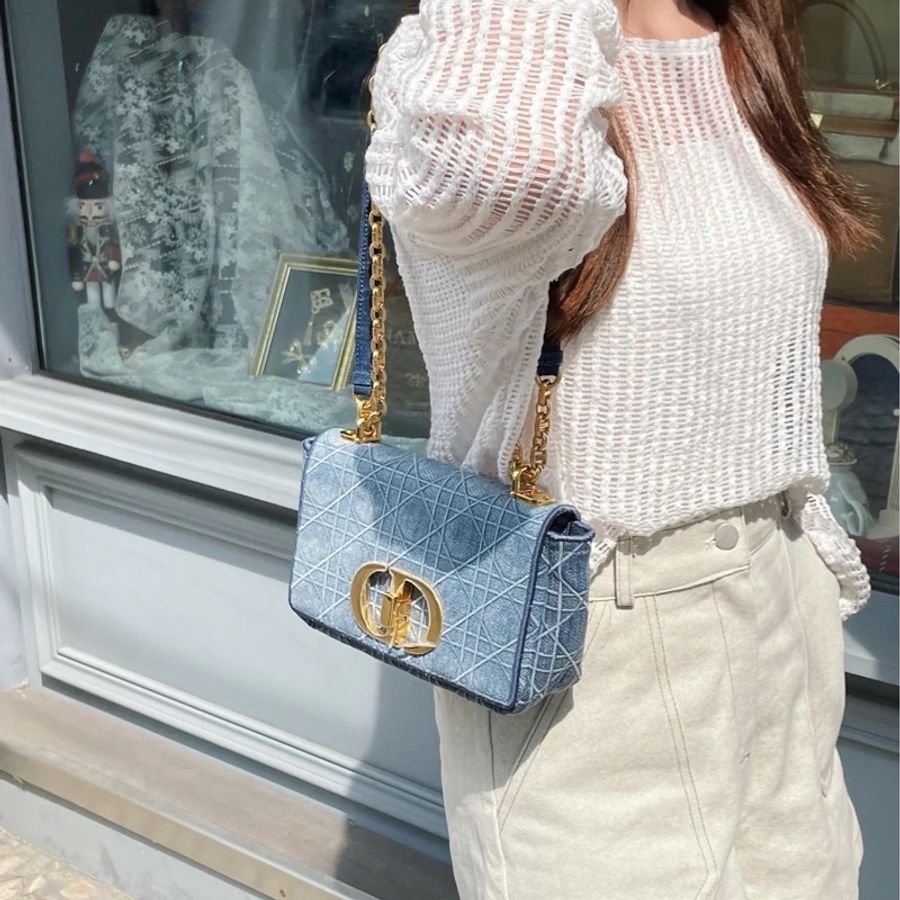 ෆ Dior Caro 限定色牛仔藍 藤格紋-2