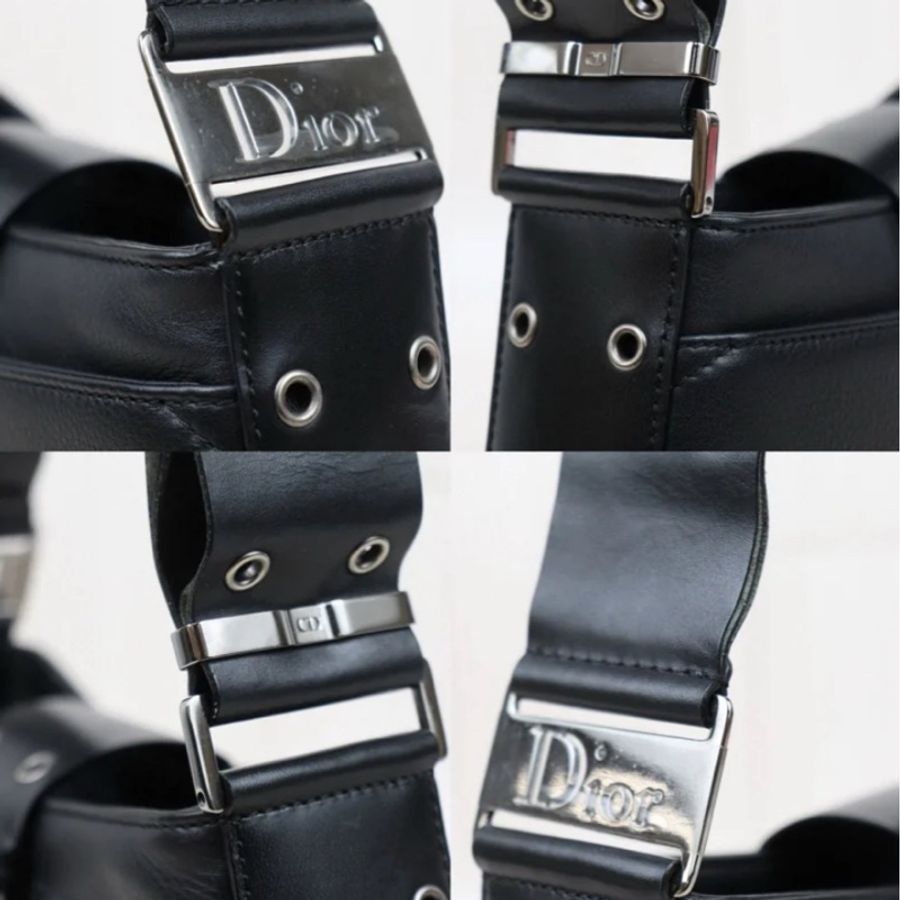 「JL精品代購」95新Dior 黑銀punk 肩背包-4
