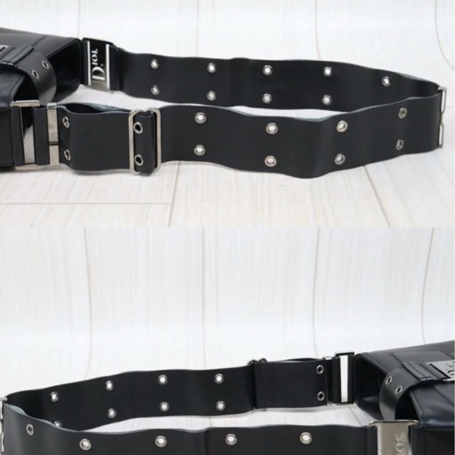 「JL精品代購」95新Dior 黑銀punk 肩背包-5