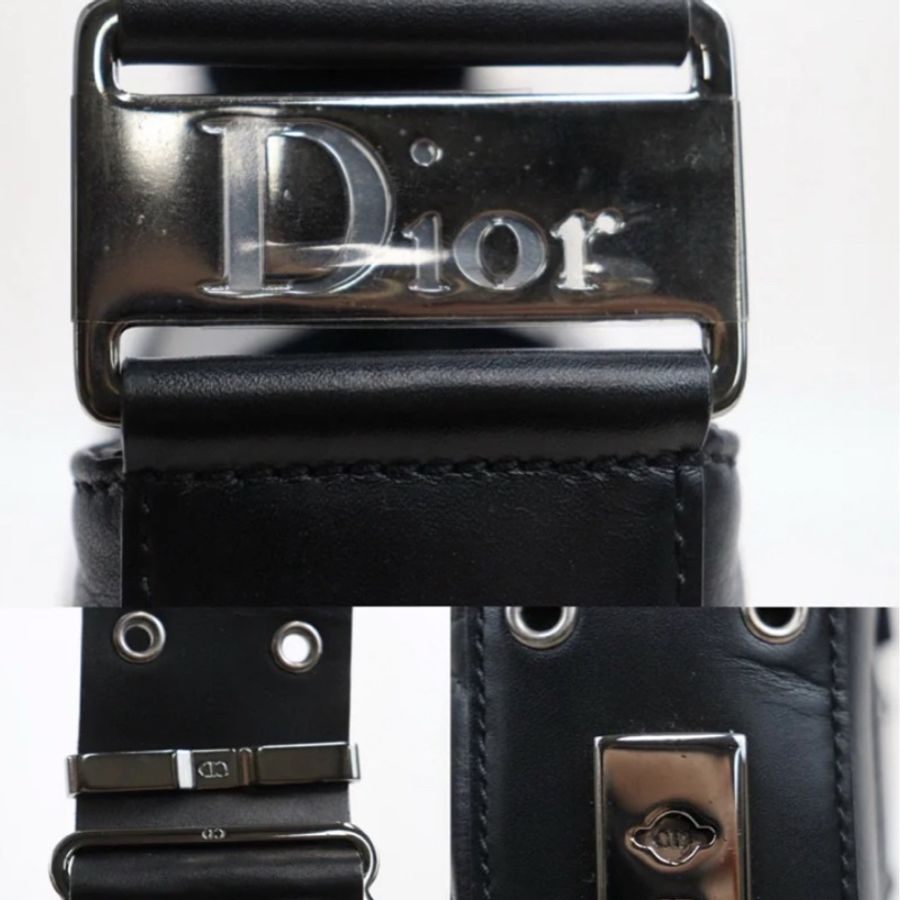 「JL精品代購」95新Dior 黑銀punk 肩背包-6