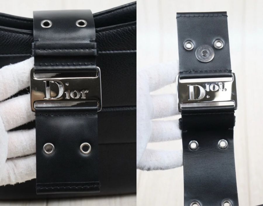 「JL精品代購」95新Dior 黑銀punk 肩背包-8