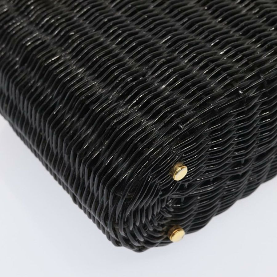 【日本直送】Salvatore Ferragamo Gancini 手提包,藤編黑色金色款,正品,貨號 90245AM-8