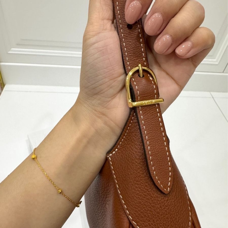 CELINE Mini Romy 新品 棕色 牛皮 肩背包 手提包 腋下包 側背包-16