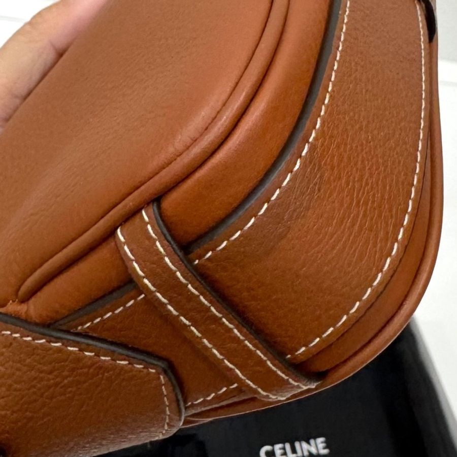 CELINE Mini Romy 新品 棕色 牛皮 肩背包 手提包 腋下包 側背包-30