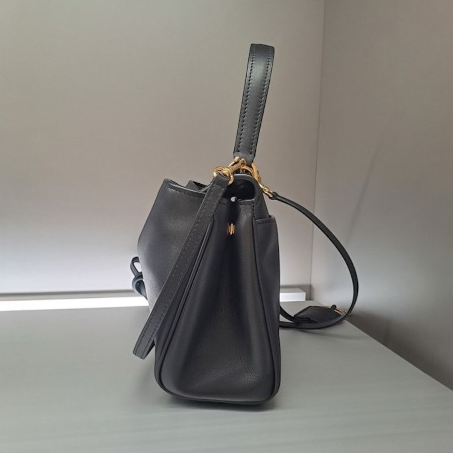 🌸2025春夏新品🌸Balenciaga 795456 光滑小牛皮迷你 Rodeo 包 黑色/復古金釦-5