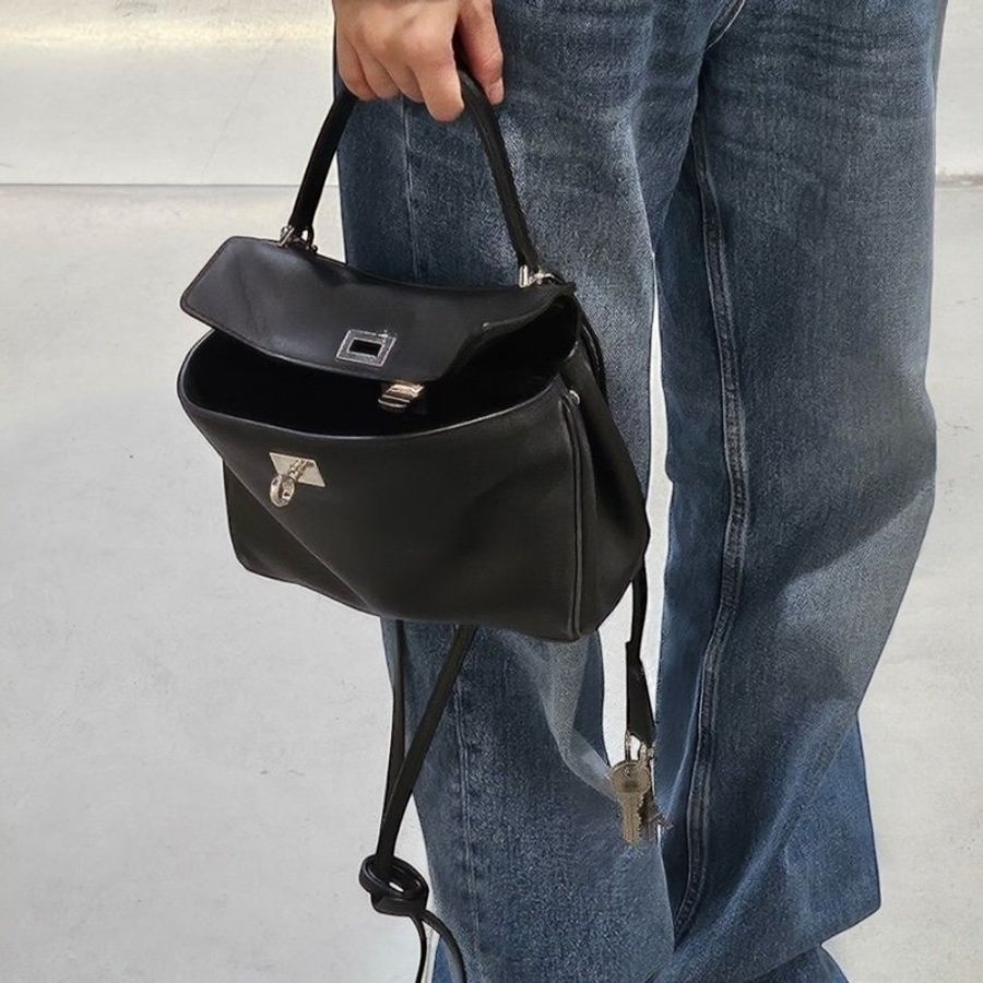🌸2025春夏新品🌸Balenciaga 795456 光滑小牛皮迷你 Rodeo 包 黑色/復古金釦-7