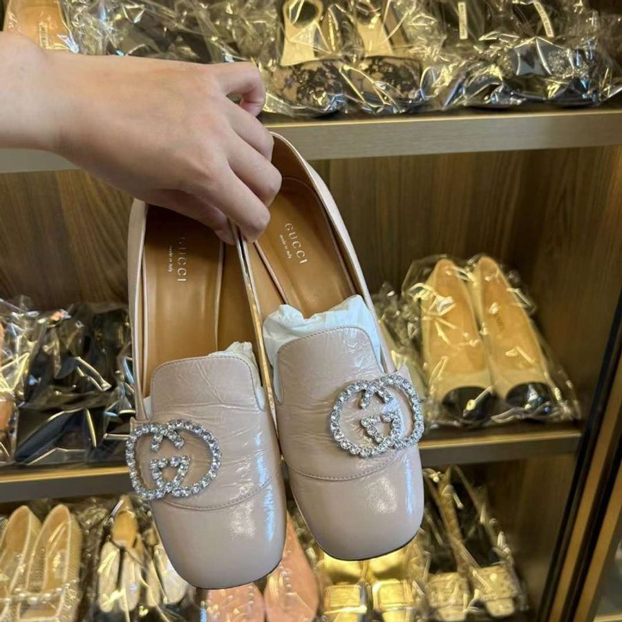 Gucci 鑽扣粗跟鞋 38號 只穿一次包裝齊全 溫柔百搭-2