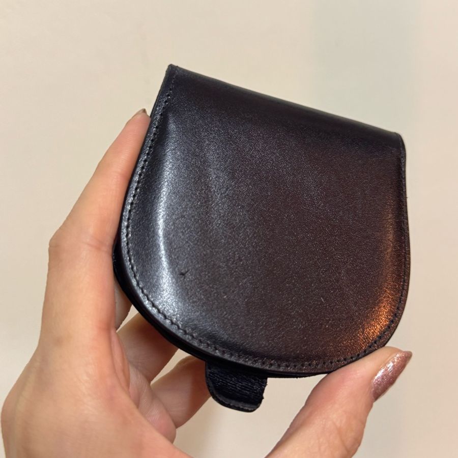 中古 Celine 黑色真皮 零錢包 馬車 皮夾 收納皮套-9