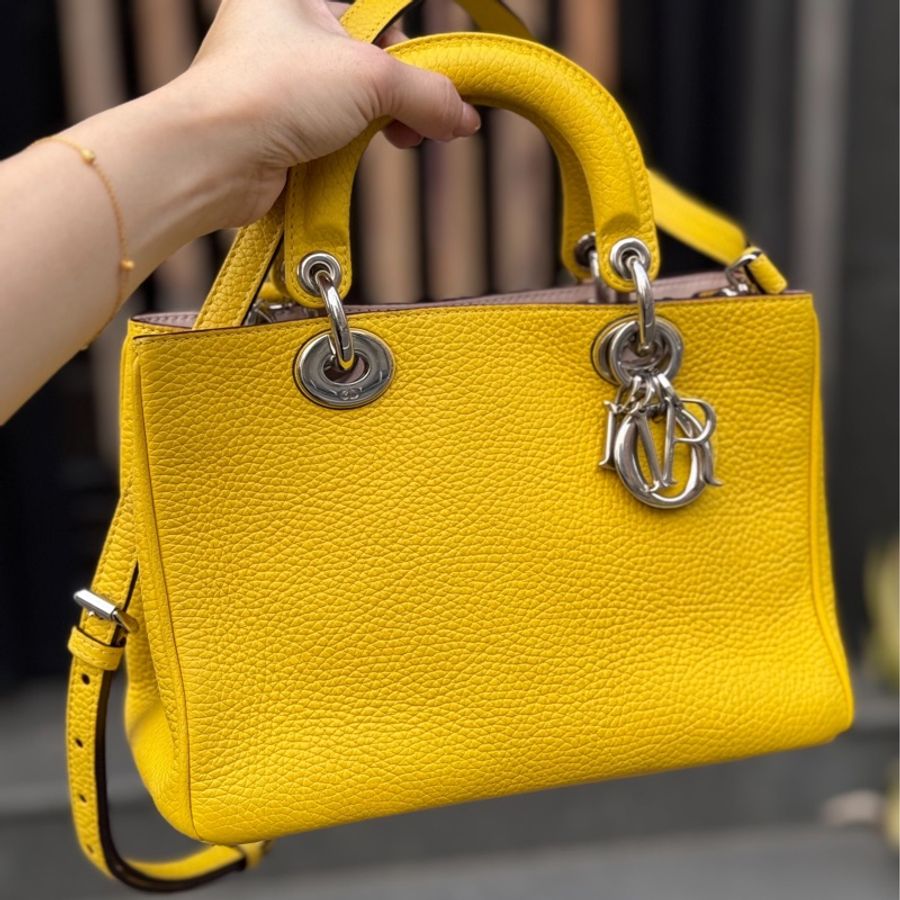 dior 迪奧 mini vip 檸檬黃 手提包 斜背包 肩背包 側背包-5