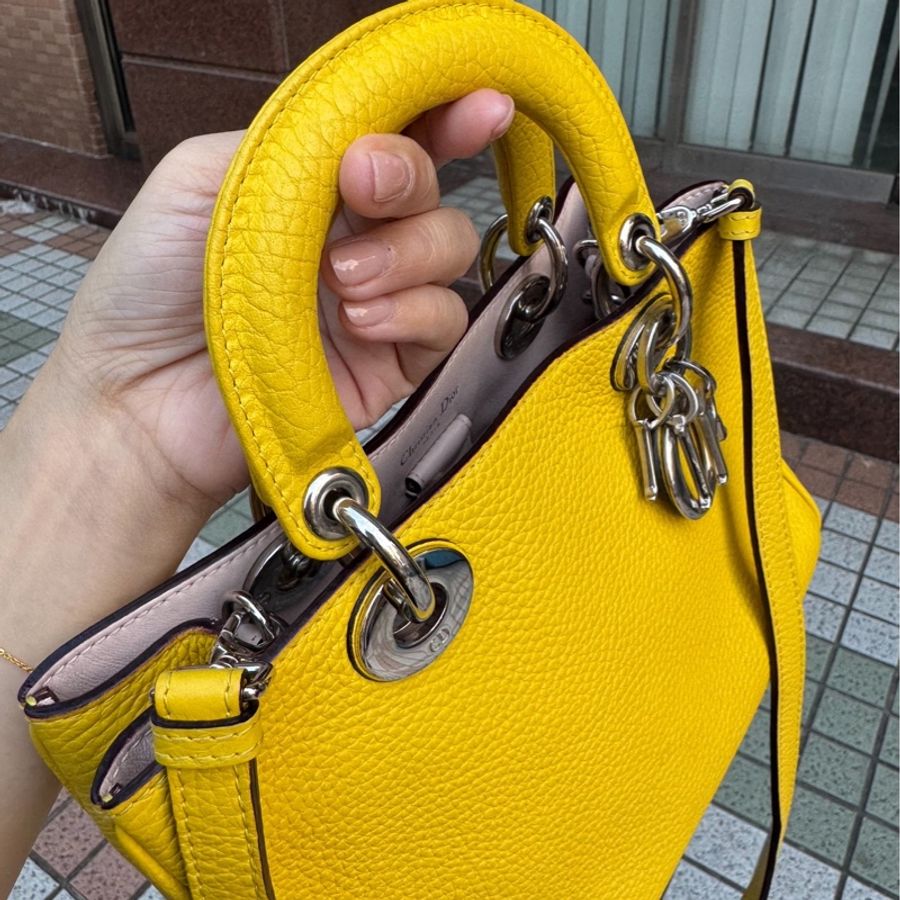 dior 迪奧 mini vip 檸檬黃 手提包 斜背包 肩背包 側背包-17