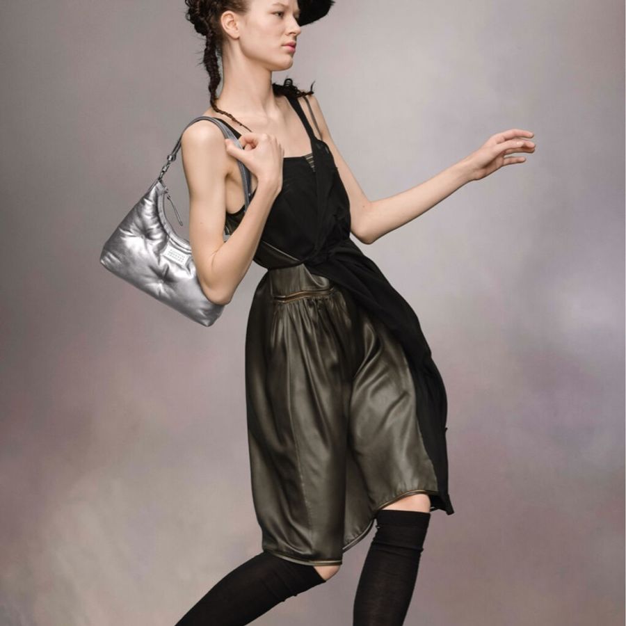 Maison Margiela Glam Slam Hobo Small可肩背/斜背 銀灰色 近全新-3